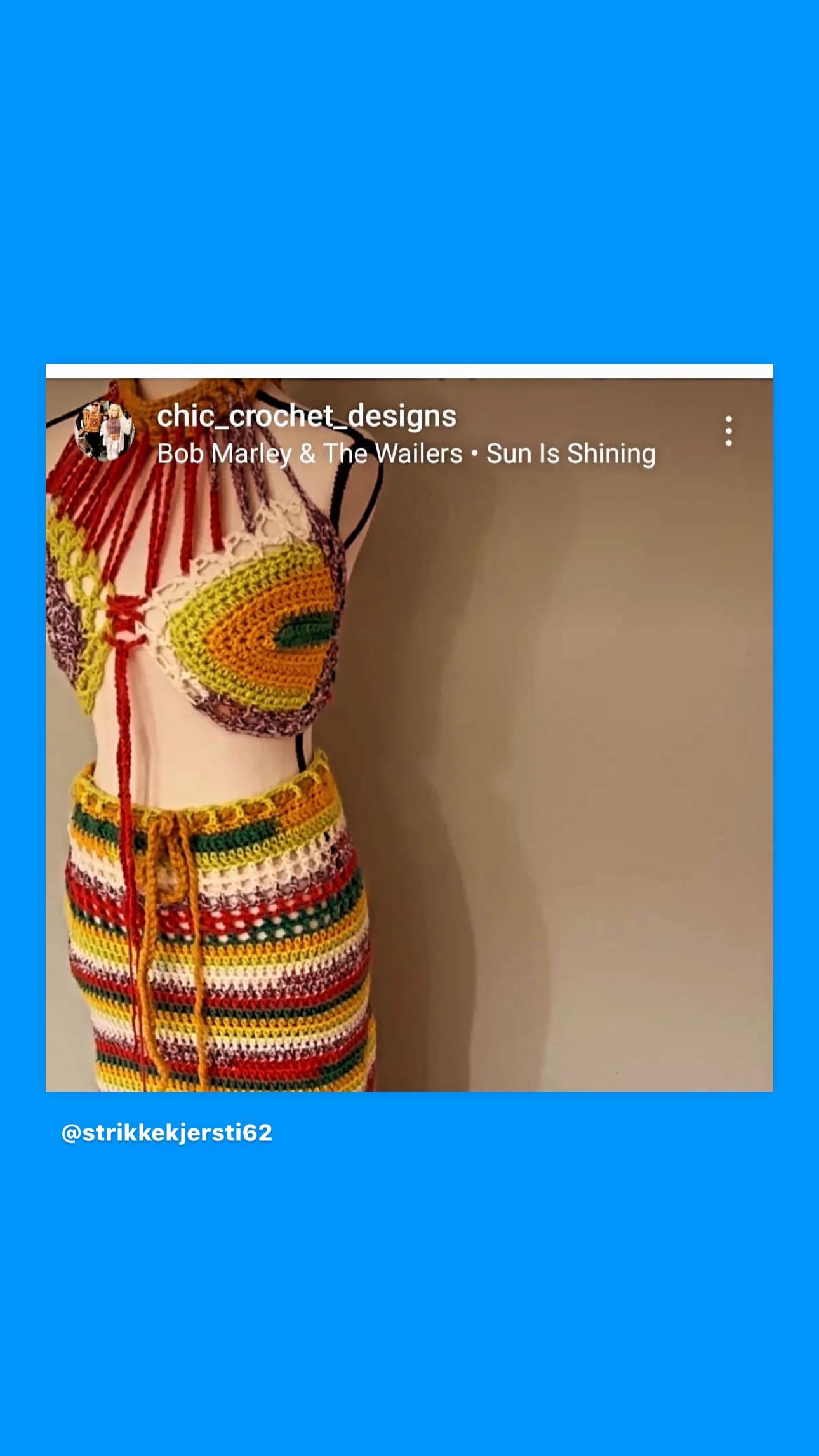 Bob Marley Vibes - hand crocheted halter and handkerchief skirt