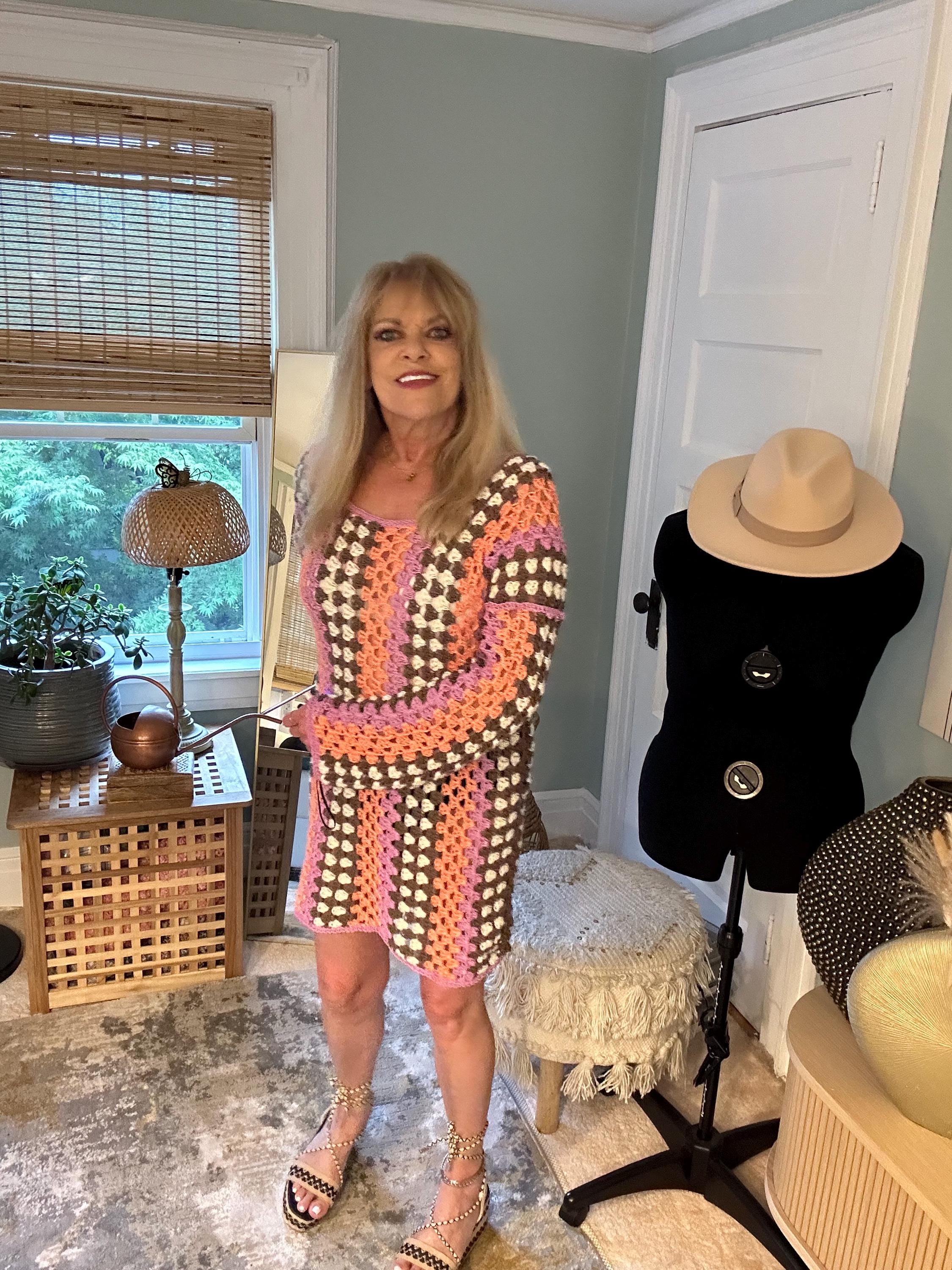 The Granny Stitch Crocheted Mini Dress