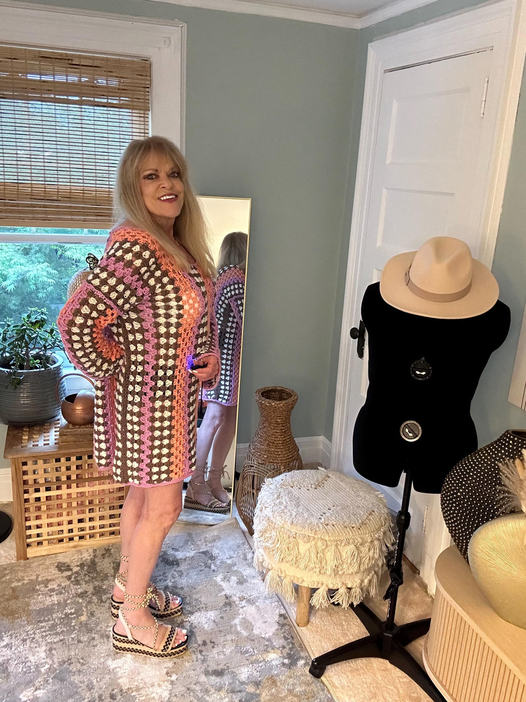 The Granny Stitch Crocheted Mini Dress