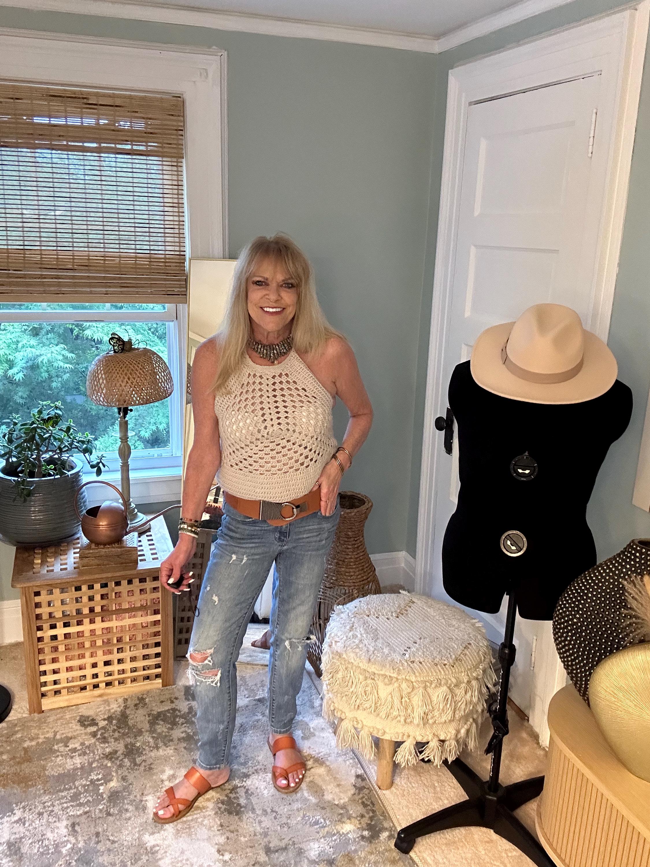 Hand crocheted Triangular Halter top