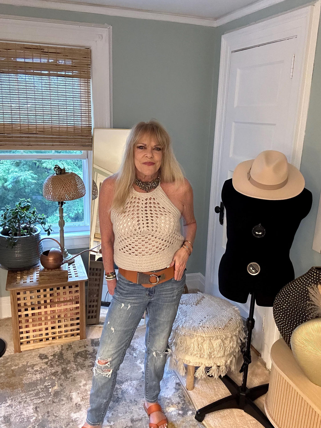 Hand crocheted Triangular Halter top