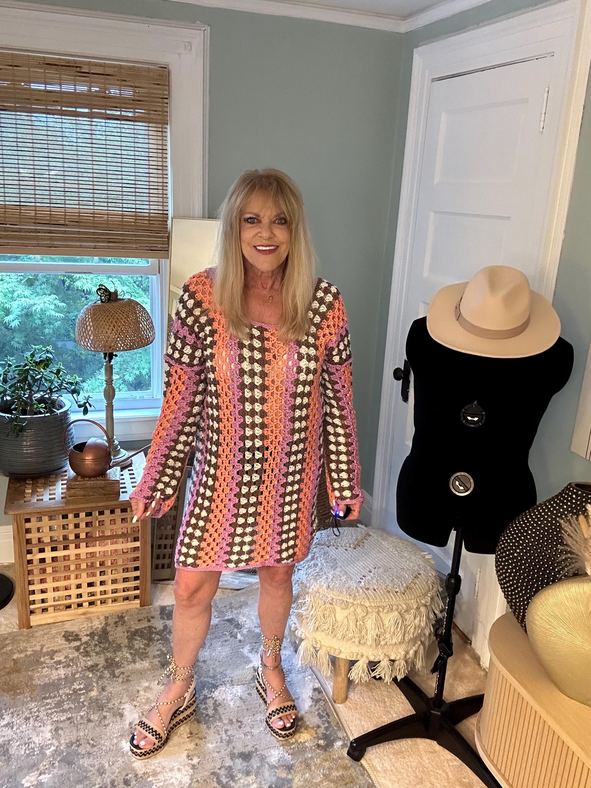 The Granny Stitch Crocheted Mini Dress