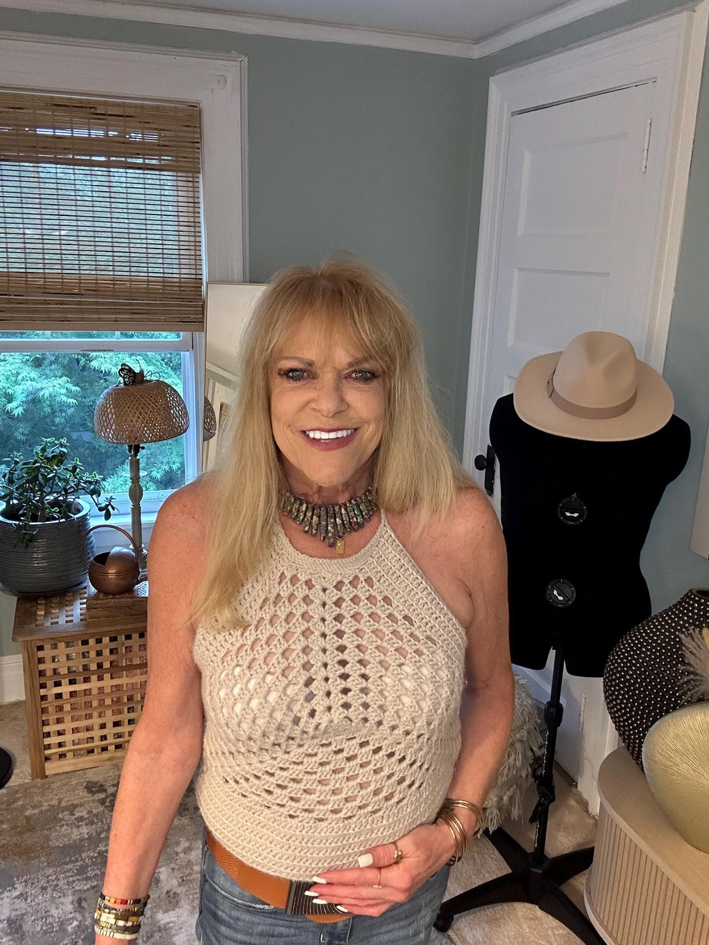 Hand crocheted Triangular Halter top