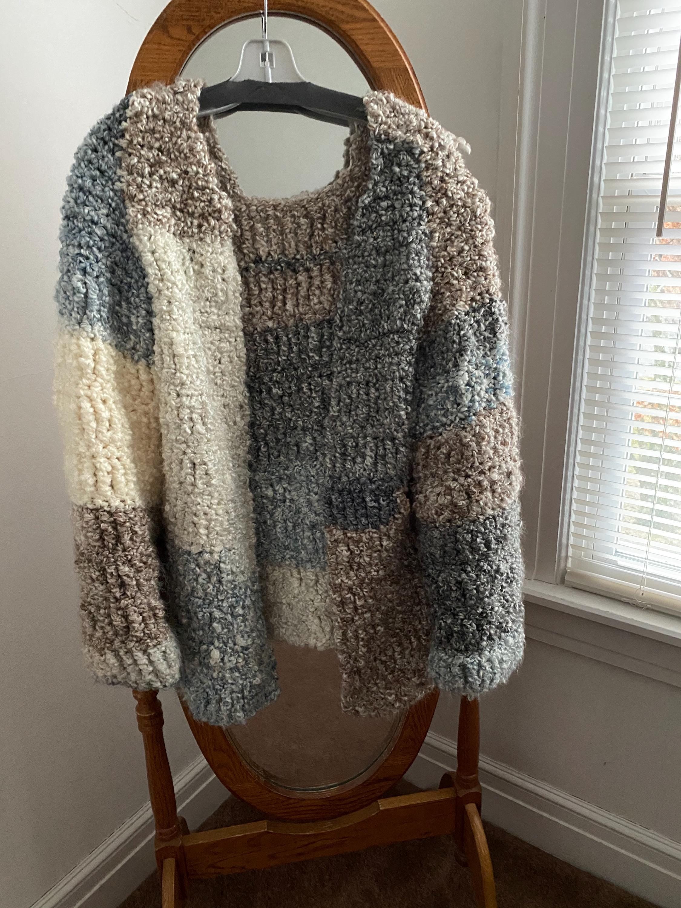 Hand Crocheted fuzzy Bulky Sweater