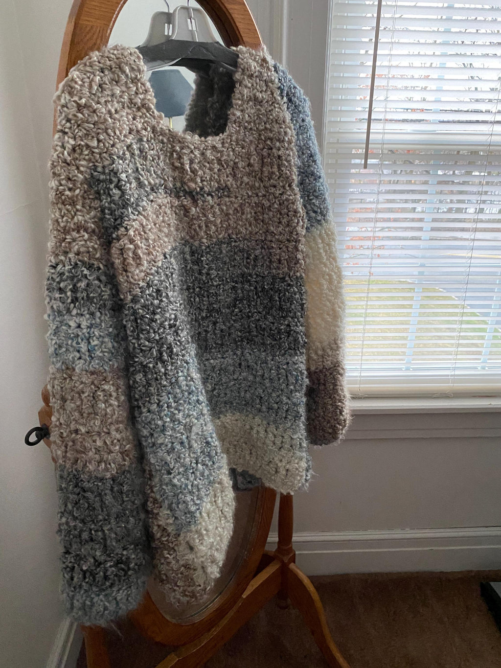 Hand Crocheted fuzzy Bulky Sweater