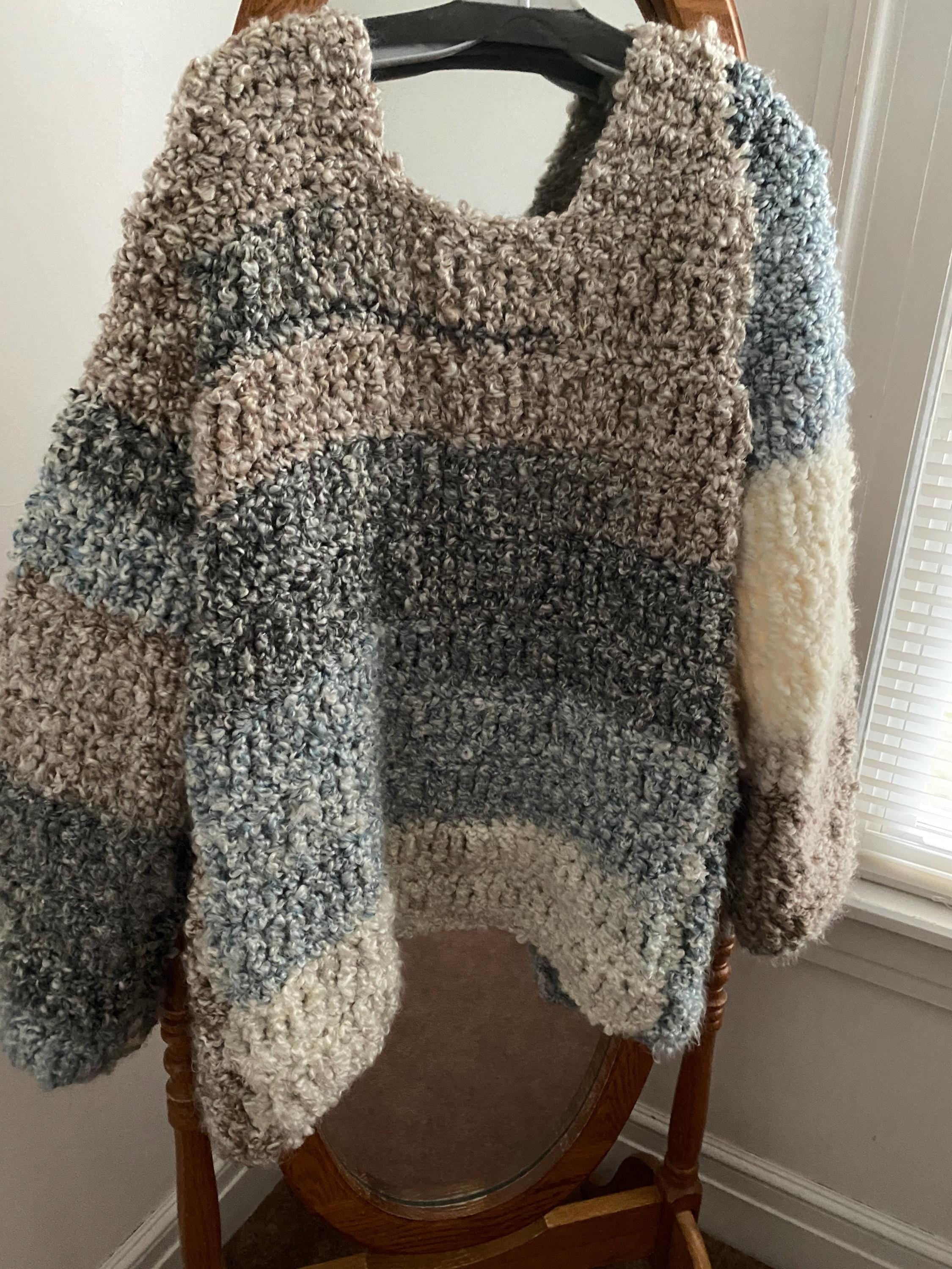 Hand Crocheted fuzzy Bulky Sweater