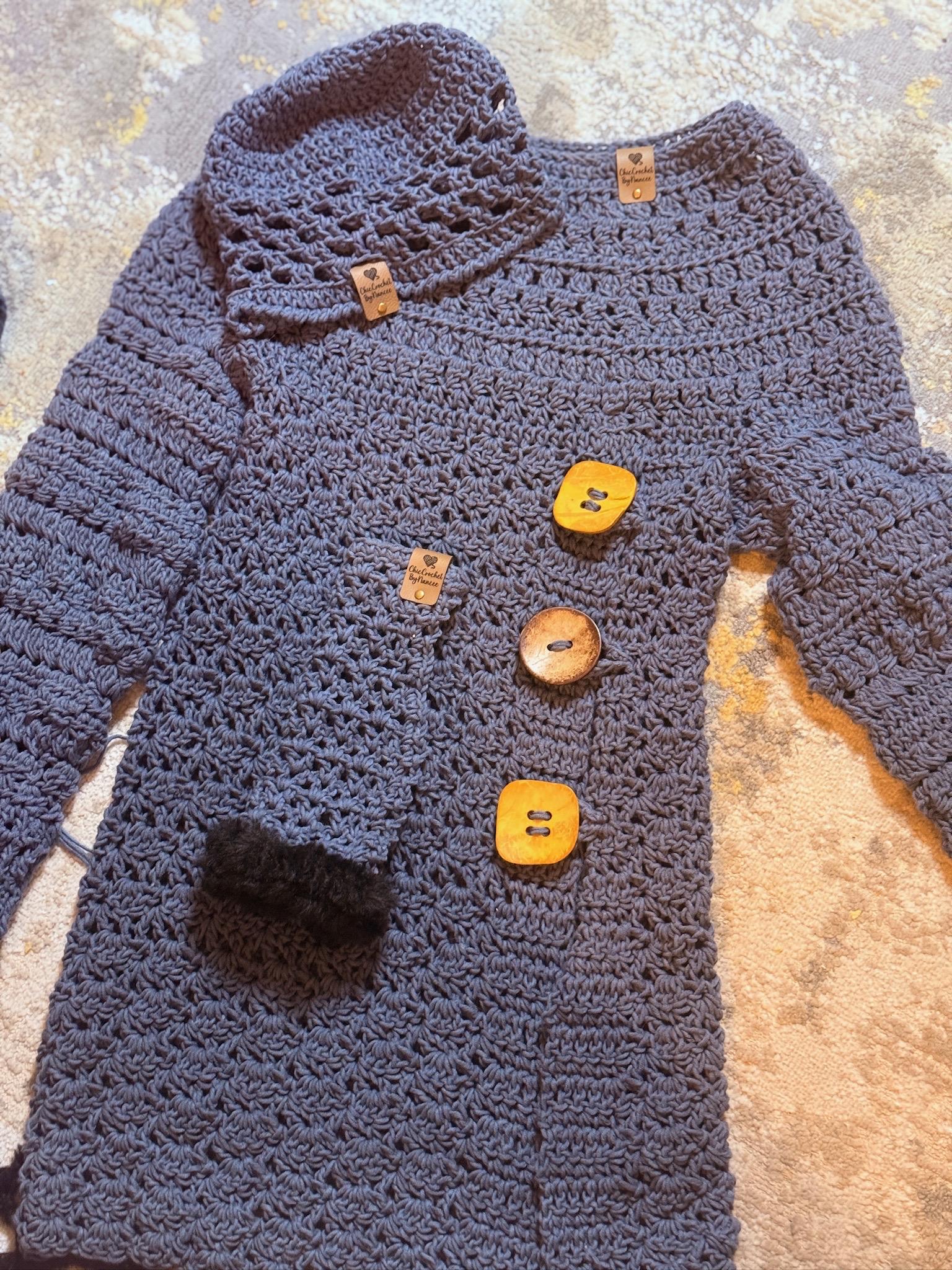 Buttons Sweater and Hat/Fingerless Gloves Set