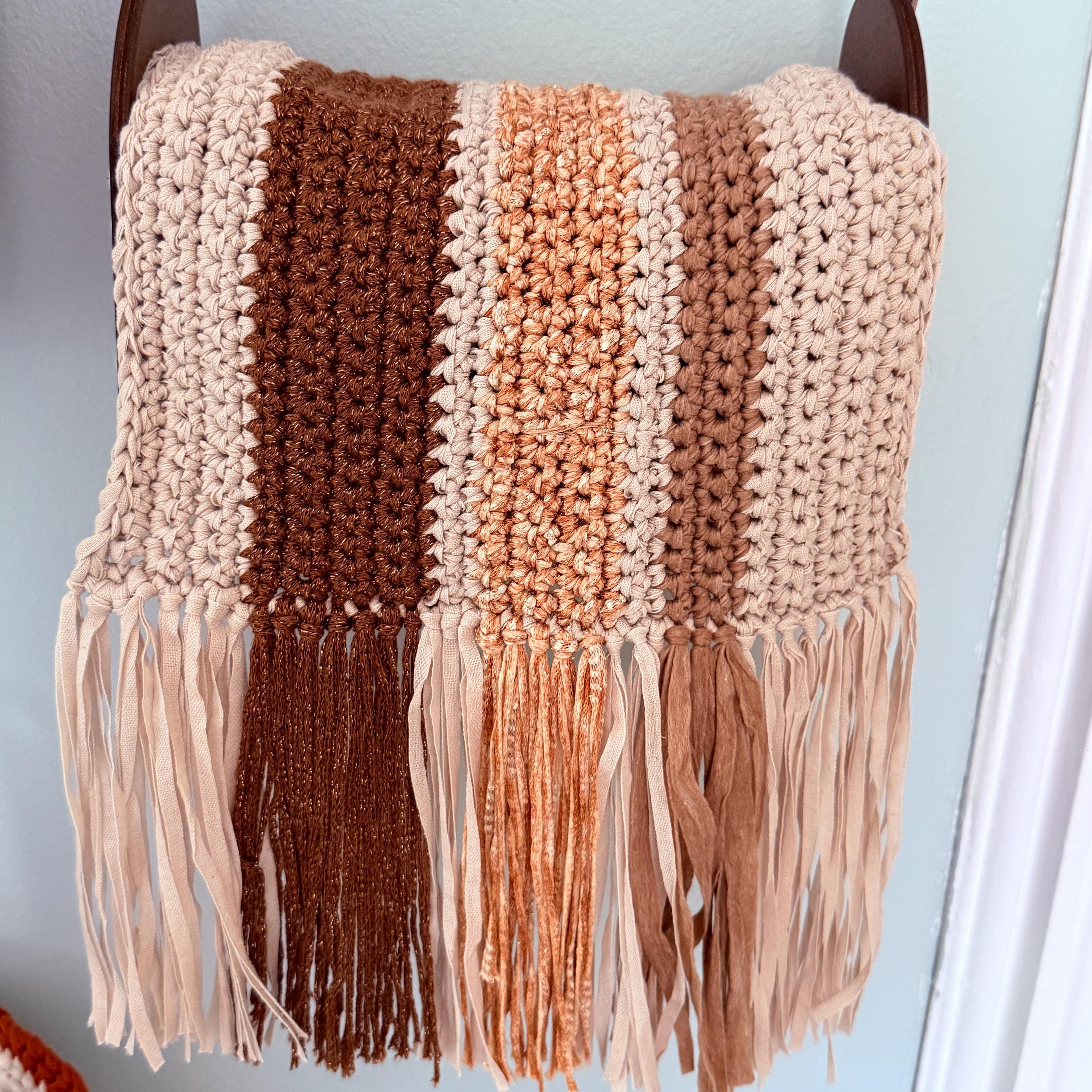 Crocheted Fringed Crossbody Bag